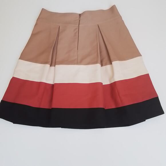 Zara Womens Skirt M Pink Black Beige Color Block Canvas pleated Mini Zipper - Picture 2 of 9